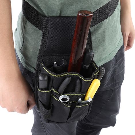 Ceinture porte-outils multifonction ajustable avec sangles et poches - Bandoulière de rangement pour jardin, ferme et travail électrique - Sac avec tissu Oxford waterproof de 600D (27.5x14cm) - Marque (1/5)