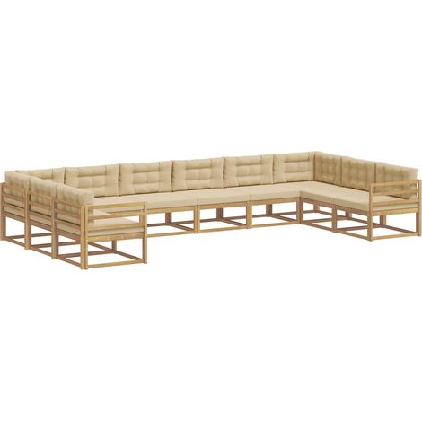 Outdoor Sofa Set with Cushion 10 pcs White and Beige vidaXL (1/5)