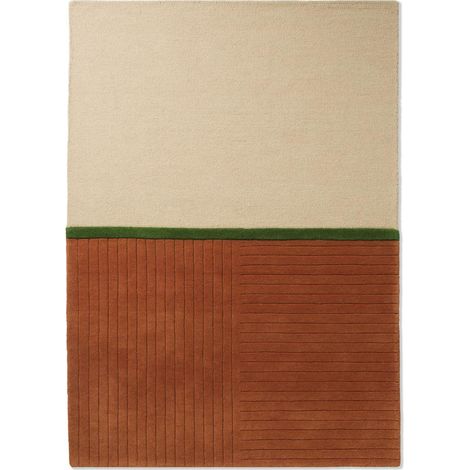 Tapis salon et chambre en laine 140x200 orange et vert rectangle fait main (1/5)