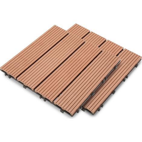 Wolketon Terrassenfliesen Klickfliesen 33 Stück (3m²) in Holzoptik, WPC Fliese, 30 x 30cm, Braun