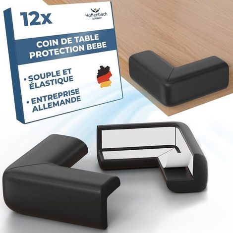 12 protections d'angle pour bébé Mousse NBR noire Protections d'angle antichoc pour tables et meubles Sécurité enfant à la maison (1/5)