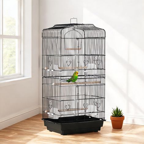 Cage pour oiseaux nero en metallo,Plastica 46,5 x 35,5 x 92 cm (1/5)
