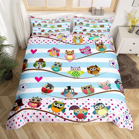 3 pièces avec Housse de Couette et Hibou 3D pour Enfants hiboux colorés (1/5)