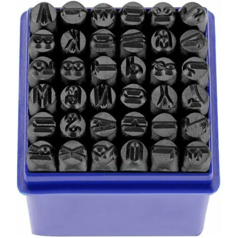 Bardusch-Poinçon de Lettre, Jeu de Timbres en Métal 36Pcs Poinçon de Numéro à Frapper Lettre à Frapper Lettre Alphabet A-Z et Numero 0-8 en Acier au Carbone Outil de Presse pour Perforation 1/4’’ - (1/5)