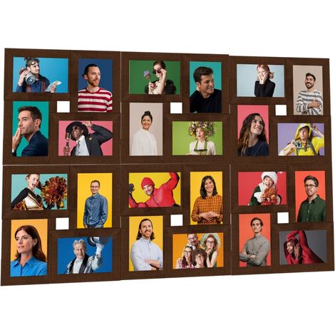 Collage Bilderrahmen für 24x(10x15 cm) Fotos Dunkelbraun MDF