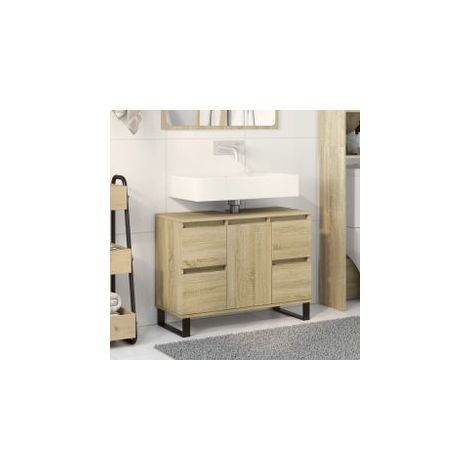Armoire salle de bain chêne sonoma 80x33x60 bois d'ingénierie (1/5)
