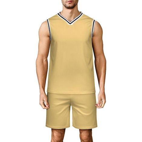 Men's Basketball Set, Adult Basketball Jersey, Sleeveless V-Neck Sports Outfit, Tank Top and Shorts for Fitness, Match, Training (1/5)