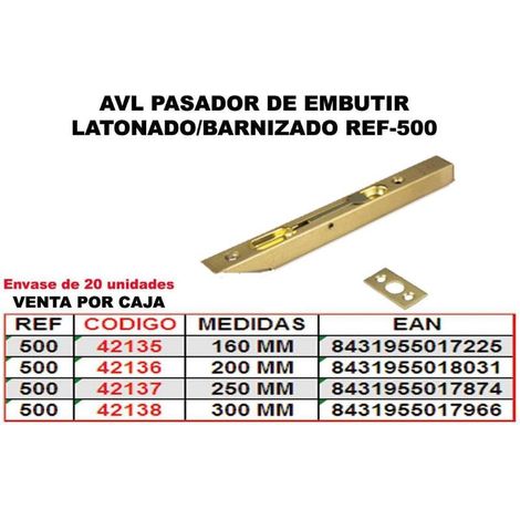 AVL avl pasador 500 de embutir 300 mm latonado-barnizado , avl pasador 500 de embutir 300 mm latonado-barnizado