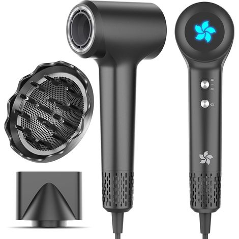 Seche Cheveux Ionique avec Diffuseur 400 Millions Plasma, Moteur sans Balais de 110 000 tr/min pour un Séchage Rapide, 57 dB à Faible Bruit pour Voyage (1/5)