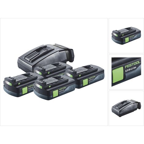 Festool Energie Set 4x BP 18 Li 3,0 C Akku 18 V 3,0 Ah / 3000 mAh Li-Ion ( 4x 577658 ) + TCL 6 Ladegerät ( 201135 )