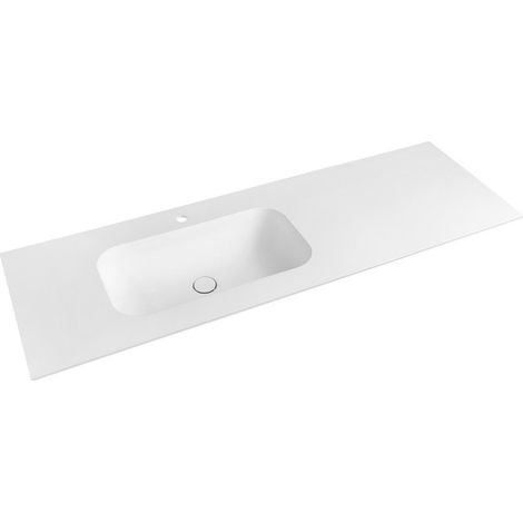 Lavabo TREOS 146,6x51,3 cm (110+35), Rockstone, gauche, blanc mat (1/5)