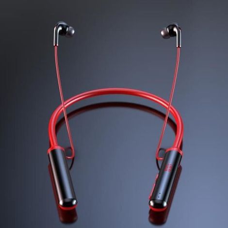 casque d'écoute sans fil Bluetooth avec 60 heures d'autonomie stéréo basse affichage LED carte TF aimant - Rouge (1/3)