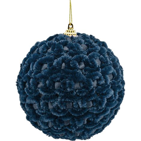 Pallina in velluto Blu per albero di natale sfera natalizia particolare -Ø 8 cm (1/2)