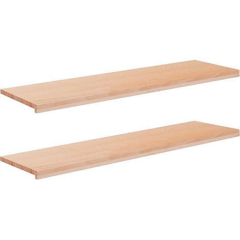 vidaXL Alfeizares 2 uds. Natural 160 x 40 x 2 cm Madera de Haya Sólida (1/2)