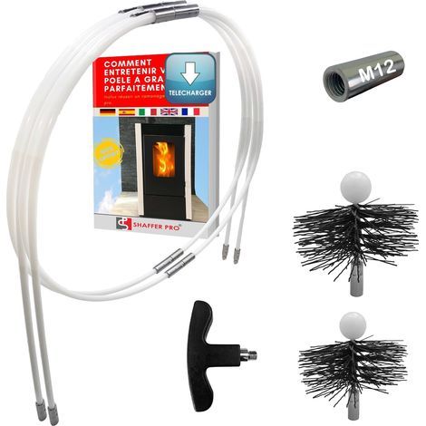 Kit De Ramonage 3 Mètres, Hérisson 80 Mm Et 100 Mm, 6 Cannes Flexibles Pour Poêle À Granules (1/5)