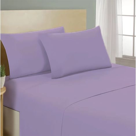 Lenzuolo letto sotto con angoli 100% puro cotone Made in Italy tinta unita Lilla - 1 Piazza e mezza francese