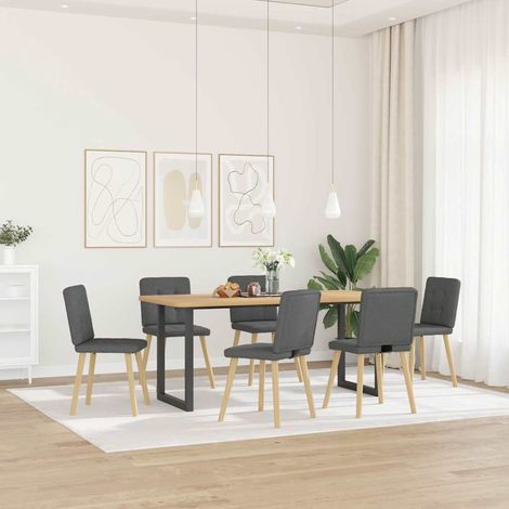 Chaises à manger Chaise de cuisine lot de 6 gris foncé tissu (1/5)