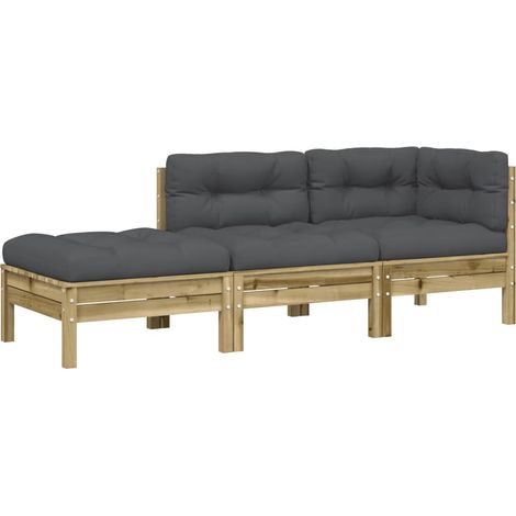 vidaXL Garden Sofa with Cushions and Footstool 3-Seater (1/6)