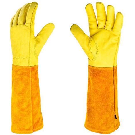 Gants longs de jardinage en peau de mouton et de vachette, anti-usure, pour apiculture, soudage électrique, arc argon, couteau anti-coupure, taille M