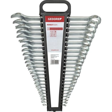 Gedore – Clé mixte rouge 6-32mm – 24 pièces – Acier chrome-vanadium – Surface mate satinée – Ouverture à 15° (1/10)