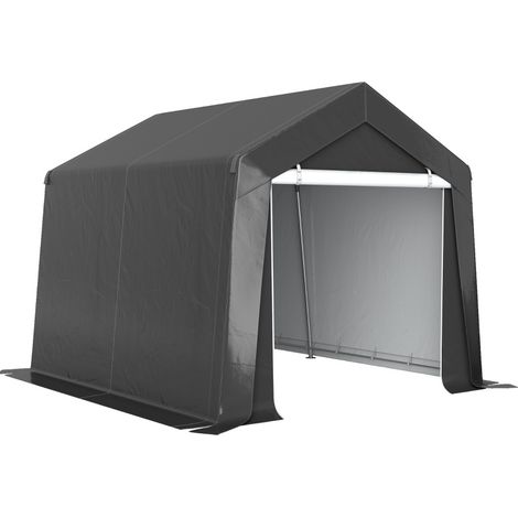Tenda garage 3 x 3 m impermeabile grigio scuro con porta avvolgibile e finestra (1/4)