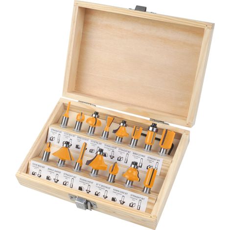 SET 15 PCS FRESAS MADERA EJE 8MM TOLSEN