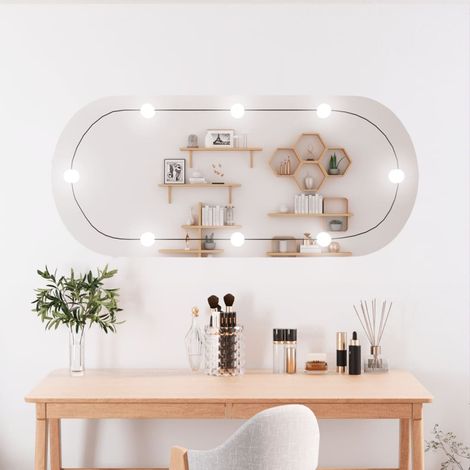 Miroir mural,Miroir Entrée Maison Salle de Bain,Miroir Décoratif avec lumières LED 45x100 cm verre ovale CVW65485 (1/5)
