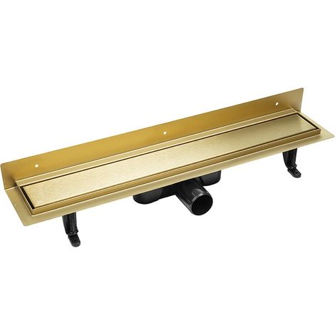 Desagüe lineal de 50 cm para montaje en pared, color dorado. (1/4)