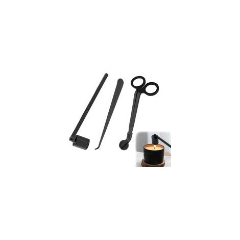 Lot de 3 accessoires pour bougies Noir Coupe mèche Coupe mèche Éteignoir à bougie Extincteur de bougie Kit essentiel (1/5)