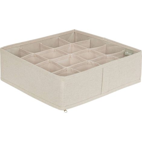 Rangement tiroir groomy 16 compartiments beige 31x31cm - 5five (1/5)