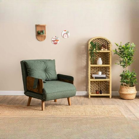 Fauteuil convertible vert 1 place couchage 190 cm LOJA (1/5)