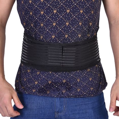 Ceinture lombaire chauffante magnétique unisexe - Soutien dorsal réglable et respirant (Noir, Taille L)