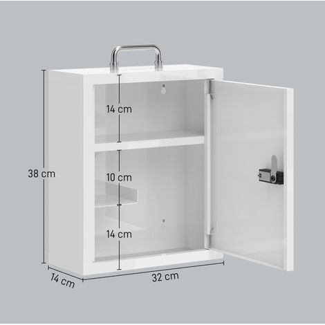 Wand-Medikinschrank 32 x 14 x 38 cm aus weißem Metall mit Zahlenschloss – MEUBLIV (1/5)