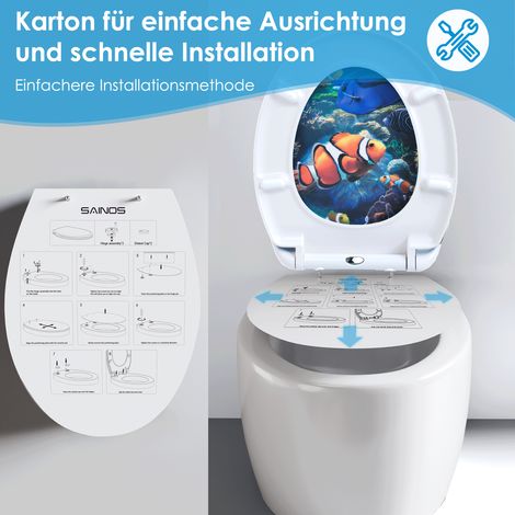 Abattant WC en duroplast avec mécanisme de fermeture freinée, motif mer tropicale (1/5)