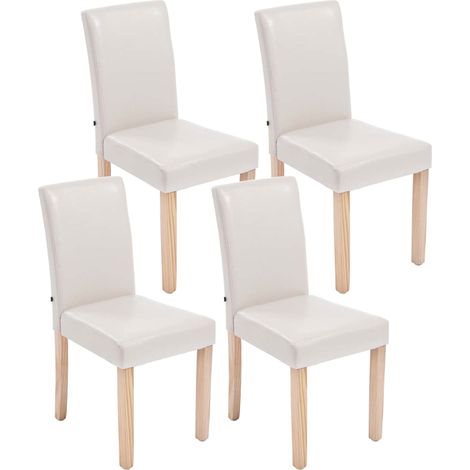 Set di 4 sedie da pranzo in finta pelle Ina crema natura
