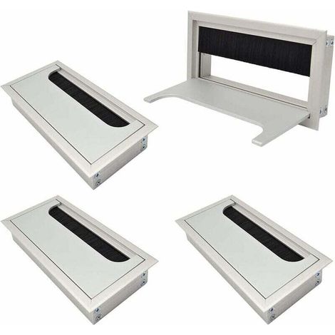 Passe-câble Couvercle Passe Câbles Fil Carrée 80x 160mm pour Encastrer sur Table de Bureau Organisateur de Cables pour Meuble Aluminium Argent Anodisé Passage de Câble Cache-Câble Lot de 4,de DEBUNS (1/5)