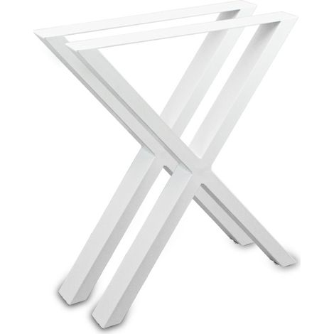 Tischbeine Tischkufen Tischgestell Tischuntergestell Stahl Metall Eckig (Kreuz 72x60 (80mm Breit), Weiß)