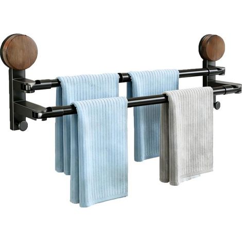 Porte-serviettes extensible – 50-97 cm – Inox – Double ventouse – Sans perçage – 2 crochets – Salle de bain (1/5)