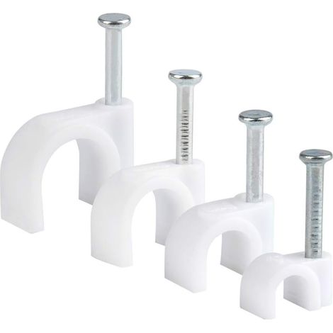 Ensemble de 400 pinces à ongles - Pinces rondes pour câbles et fils de 4 mm, 6 mm, 8 mm et 10 mm (blanches) (1/5)