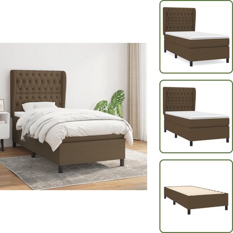 The Living Store Boxspringbett mit Matratze Dunkelbraun 90x200 cm Stoff - Boxspringbett - Doppelbett - Bettenrahmen - Lattenrost - Matratze