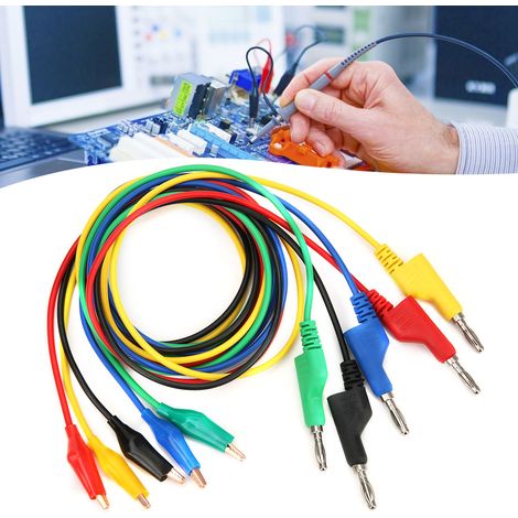 P1044 5 Stück Messleitungen mit 4-mm-Bananenstecker, 1 m lang, für Multimeter, faltbar (1/5)