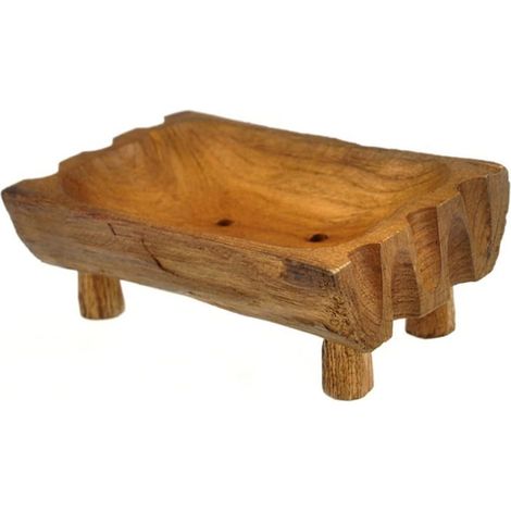 Porte-savonnette en Bois Marron Design Simple pour Salle de Bain et Toilette Égouttage (1/5)