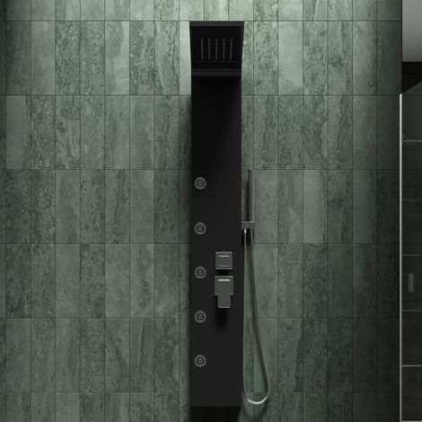 Colonna doccia pannello idromassaggio effetto cascata YH8123 NIZZA Nero (1/2)