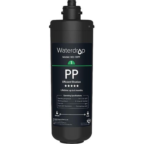 Waterdrop WD-10PP Filtre à Eau Sous Évier, Rechange pour TSA & TSB Système de Filtration d'Eau, Réduit le Plomb, le Chlore, le Mauvais Goût (1/4)