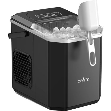 Máquina de hielo, producción rápida de hielo, función de limpieza automática, color negro. (1/2)