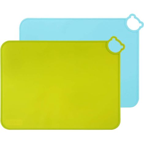 Set de table antidérapant en silicone pour bébé 2 pièces (bleu + vert)