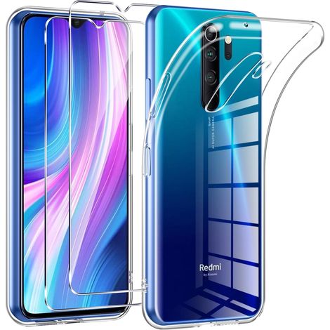 Coque pour Xiaomi Redmi Note 8 Pro avec 2 Pièces Protection Écran en Verre Trempé,Ultra Transparente Silicone en Gel TPU Souple pour Redmi Note 8 Pro Couqe,Antichoc Anti-Jaune Etui Bumper (1/5)