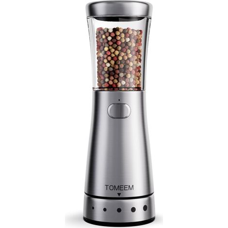 [French Days]Moulin à poivre électrique, moulin à sel ou à poivre rechargeable en acier inoxydable, grande capacité de 126 g, ouverture de 4,6 cm, mouture réglable, idéal pour la cuisine.