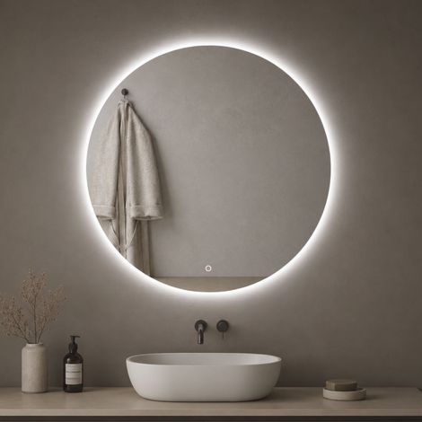 Specchio tondo retroilluminato led elegante per il bagno luminosità regolabile misura Ø60 - tonalità standard 6000-6500k - confezione 1