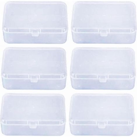 6 Pieces Transparent Mini Storage Box, Plastic Jewelry Storage Containers Organizer, for Collecting Small Items, Beads, Jewelry, Business Cards, Crafts (1/5)